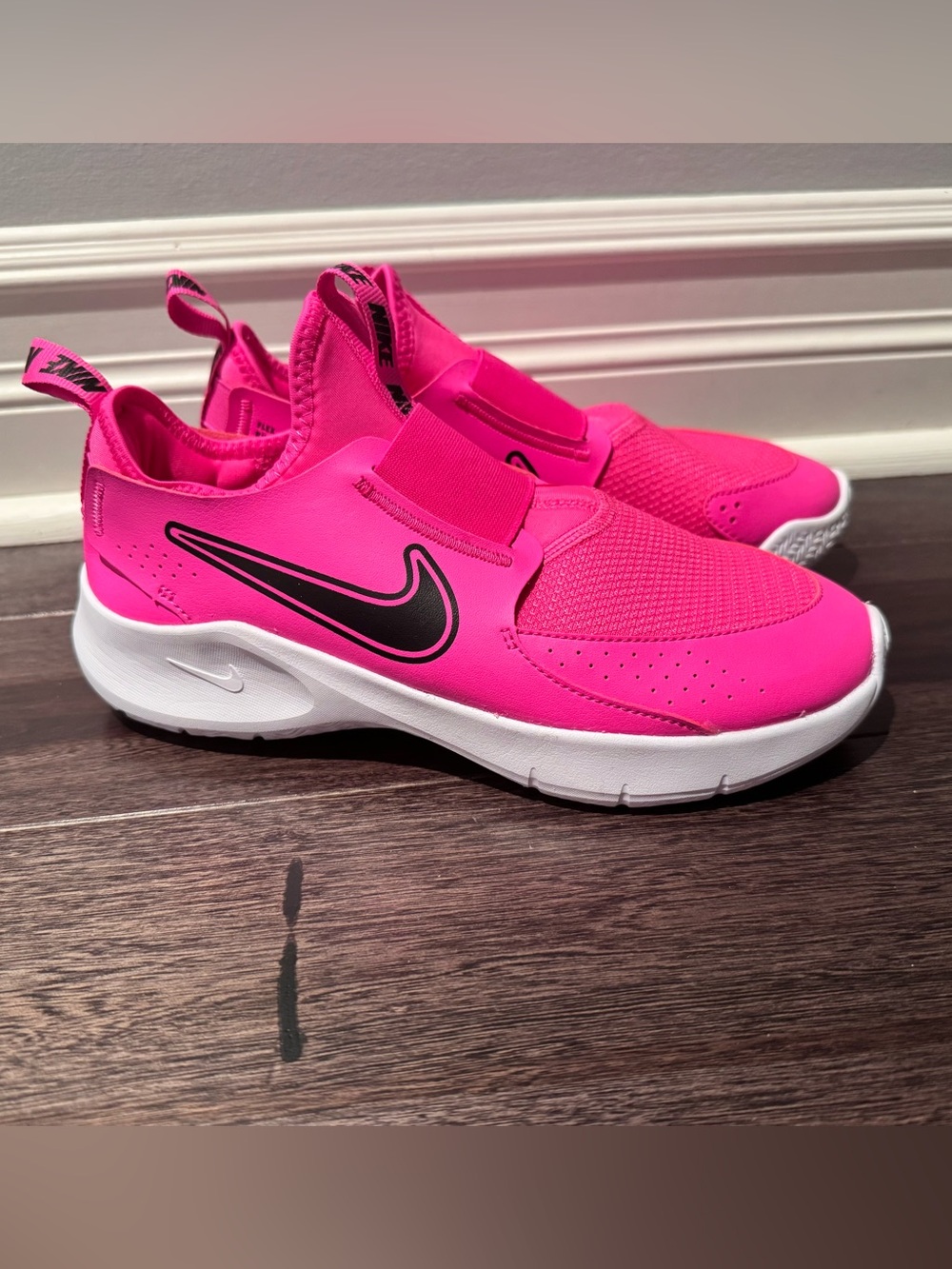 NWOT Nike Kids Hot Pink Slip-On Sneakers with Black Swoosh